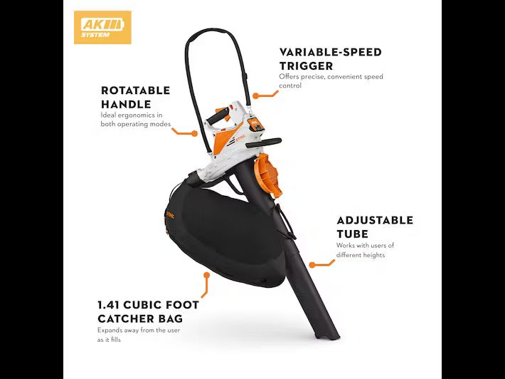 Stihl SHA 56 Shredder Blower with Features Highlighted