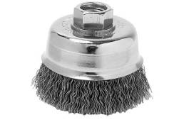 Wire cup brush crimped